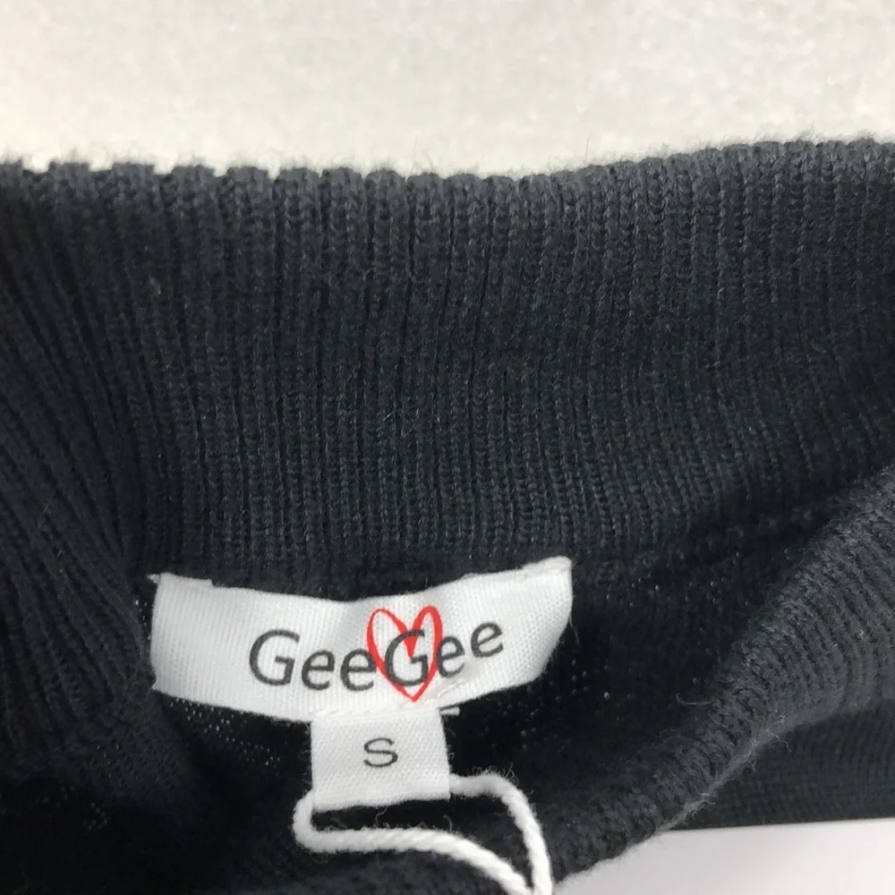 NEW GeeGee Sweater Black Gold Sequins Bubble Puff Sleeves Size Small